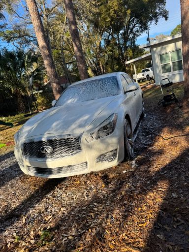 Vehicle with soap on it